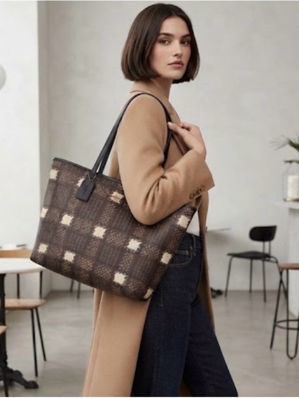 Coach Plaid City Tote Set